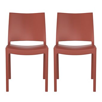 Modern Polypropylene Stackable Plastic Patio Dining Chair (Set of 2)