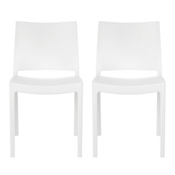 Modern Polypropylene Stackable Plastic Patio Dining Chair (Set of 2)