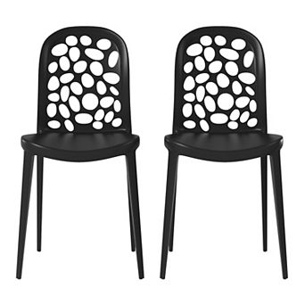 Outdoor Modern Stackable Patio Dining Chairs (Set of 2)