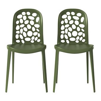 Outdoor Modern Stackable Patio Dining Chairs (Set of 2)