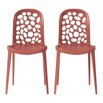 Outdoor Modern Stackable Patio Dining Chairs (Set of 2)