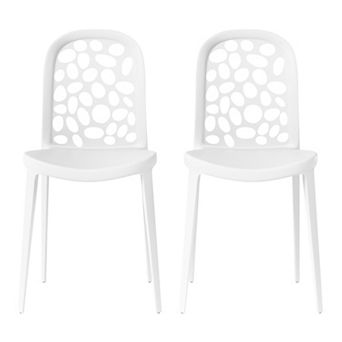 Outdoor Modern Stackable Patio Dining Chairs (Set of 2)
