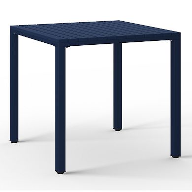 5-Piece Outdoor Metal Frame Square Dining Table Patio Set with Stackable Patio Dining Chairs