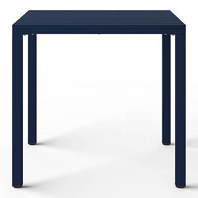 5-Piece Outdoor Metal Frame Square Dining Table Patio Set with Stackable Patio Dining Chairs