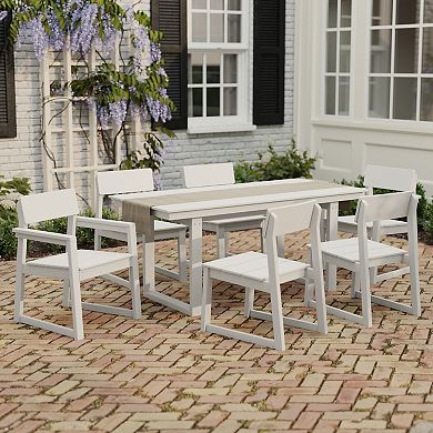 7-Piece Modern HDPE Outdoor Patio Dining Table Set With Umbrella Hole
