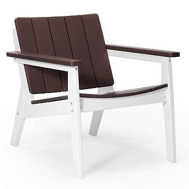 Outdoor HDPE Modern Patio Club Armchairs (Set of 2)