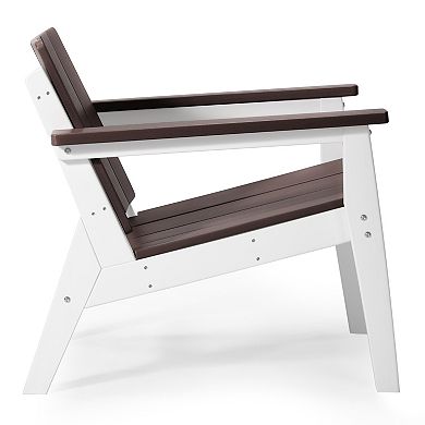 Outdoor HDPE Modern Patio Club Armchairs (Set of 2)