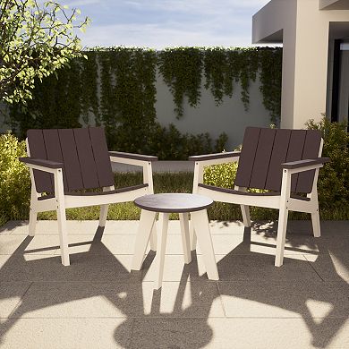 Outdoor HDPE Modern Patio Club Armchairs (Set of 2)