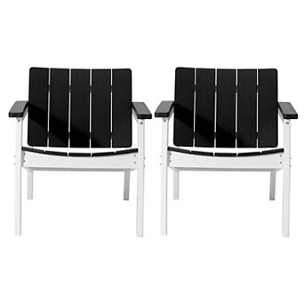 Outdoor HDPE Modern Patio Club Armchairs (Set of 2)