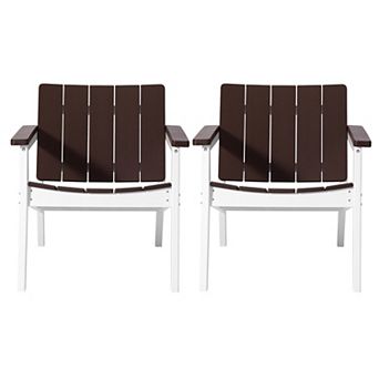Outdoor HDPE Modern Patio Club Armchairs (Set of 2)