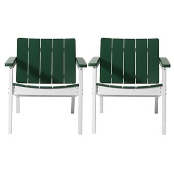 Outdoor HDPE Modern Patio Club Armchairs (Set of 2)