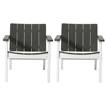Outdoor HDPE Modern Patio Club Armchairs (Set of 2)