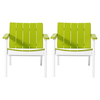 Outdoor HDPE Modern Patio Club Armchairs (Set of 2)