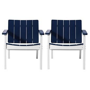 Outdoor HDPE Modern Patio Club Armchairs (Set of 2)