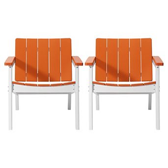 Outdoor HDPE Modern Patio Club Armchairs (Set of 2)