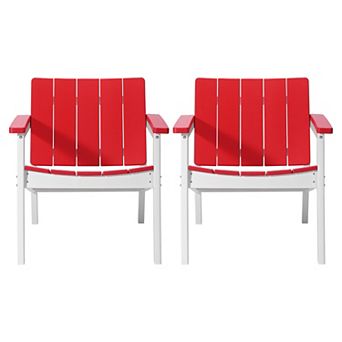 Outdoor HDPE Modern Patio Club Armchairs (Set of 2)