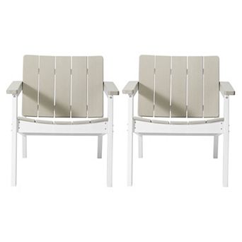 Outdoor HDPE Modern Patio Club Armchairs (Set of 2)