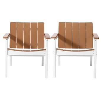 Outdoor HDPE Modern Patio Club Armchairs (Set of 2)