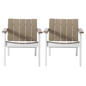Outdoor HDPE Modern Patio Club Armchairs (Set of 2)