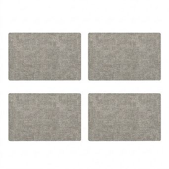 Vinyl Placemats Set of 4 Faux Leather Heat Resistant Waterproof 17x12 Inch Light Grey