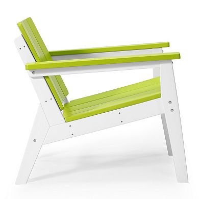 3-Piece Outdoor HDPE Conversation Set with Deep Seating Chairs and Round Side Table