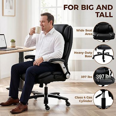 HOMCOM 400LBS Office Chair with Airbag Lumbar Support, Desk Chair