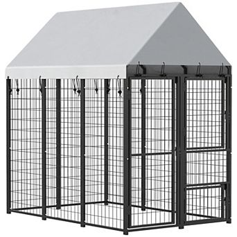 PawHut Large Dog Kennel Outdoor with Roof, 3 Doors, 6ft x 4ft x 6ft