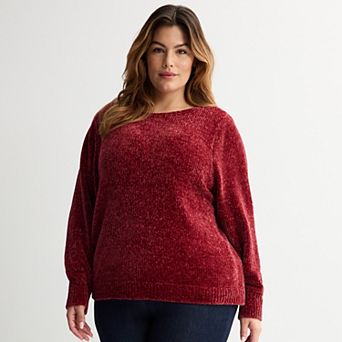 Plus Size Croft & Barrow® Boatneck Chenille Sweater