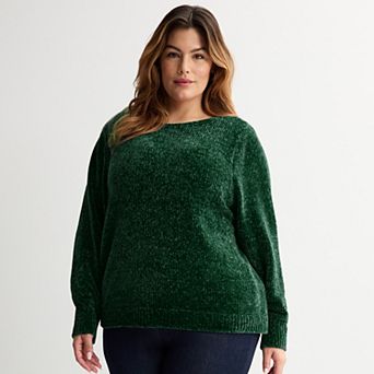 Plus Size Croft & Barrow® Boatneck Chenille Sweater