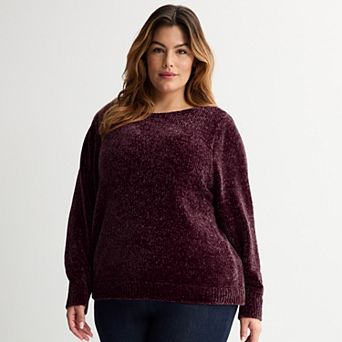 Plus Size Croft & Barrow® Boatneck Chenille Sweater