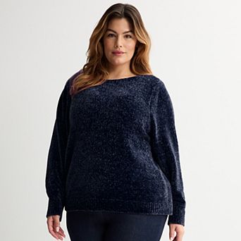 Plus Size Croft & Barrow® Boatneck Chenille Sweater