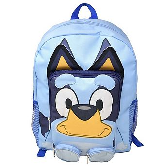 3D Bluey Nylon Blue Kids 16" School Backpack for Girls and Boys ages 3+