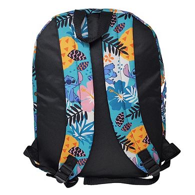 Lilo & Stitch 16" Backpack All-Over Print Flowers Pineapples w/ Front Pocket