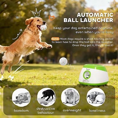 PawHut Automatic Dog Ball Launcher, Dog Ball Thrower, 26-80 FT Distance