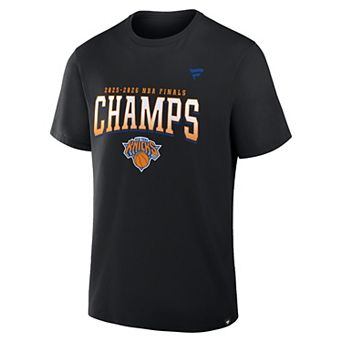 Men's Fanatics New York Knicks 2026 NBA Finals Champions Roster Trophy T-Shirt