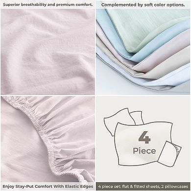 American Soft Linen Washed Cotton Percale Sheet Set
