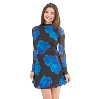 Juniors' madden girl Long Sleeve Mock Neck Contrast Dress