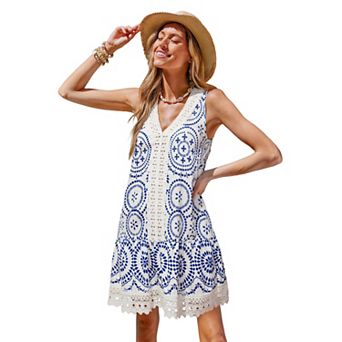 Women's Cupshe Boho Chic Lace Trim Tiered Cover-Up Dress