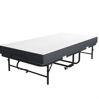 BAOURE Metal Rollaway Bed with Memory Foam Mattress 450lb Capacity Folding Guest Bed