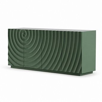 BAOURE MDF And Pine Modern Four Door Buffet Cabinet With Textured Doors And Storage