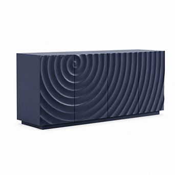 BAOURE MDF And Pine Modern Four Door Buffet Cabinet With Textured Doors And Storage