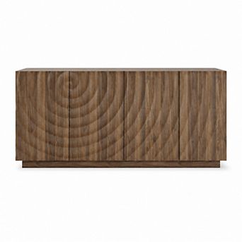 BAOURE MDF And Pine Modern Four Door Buffet Cabinet With Textured Doors And Storage