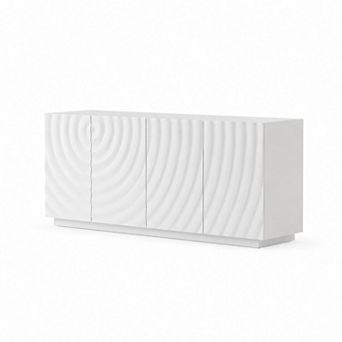 BAOURE MDF And Pine Modern Four Door Buffet Cabinet With Textured Doors And Storage