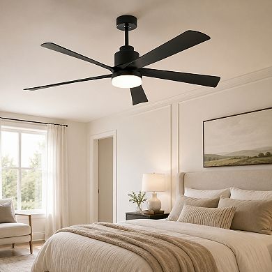 BAOURE Iron Ceiling Fan With Light 5 Blade Dimmable LED Remote Reversible DC Motor