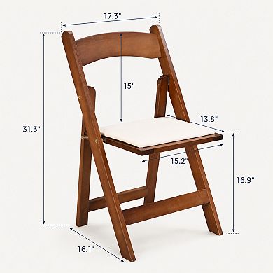 BAOURE Solid Wood Upholstered Folding Chairs Set of 4 No Assembly Easy Storage