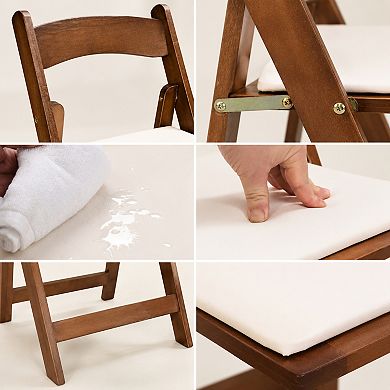 BAOURE Solid Wood Upholstered Folding Chairs Set of 4 No Assembly Easy Storage