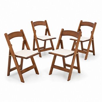 BAOURE Solid Wood Upholstered Folding Chairs Set of 4 No Assembly Easy Storage