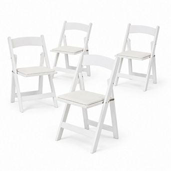 BAOURE Solid Wood Upholstered Folding Chairs Set of 4 No Assembly Easy Storage