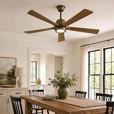 BAOURE Solid Wood Modern Ceiling Fan with Light and Remote Reversible Quiet DC Motor