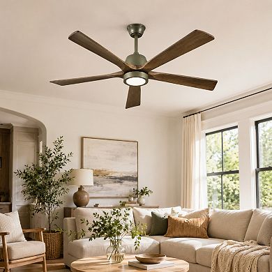 BAOURE Solid Wood Modern Ceiling Fan with Light and Remote Reversible Quiet DC Motor